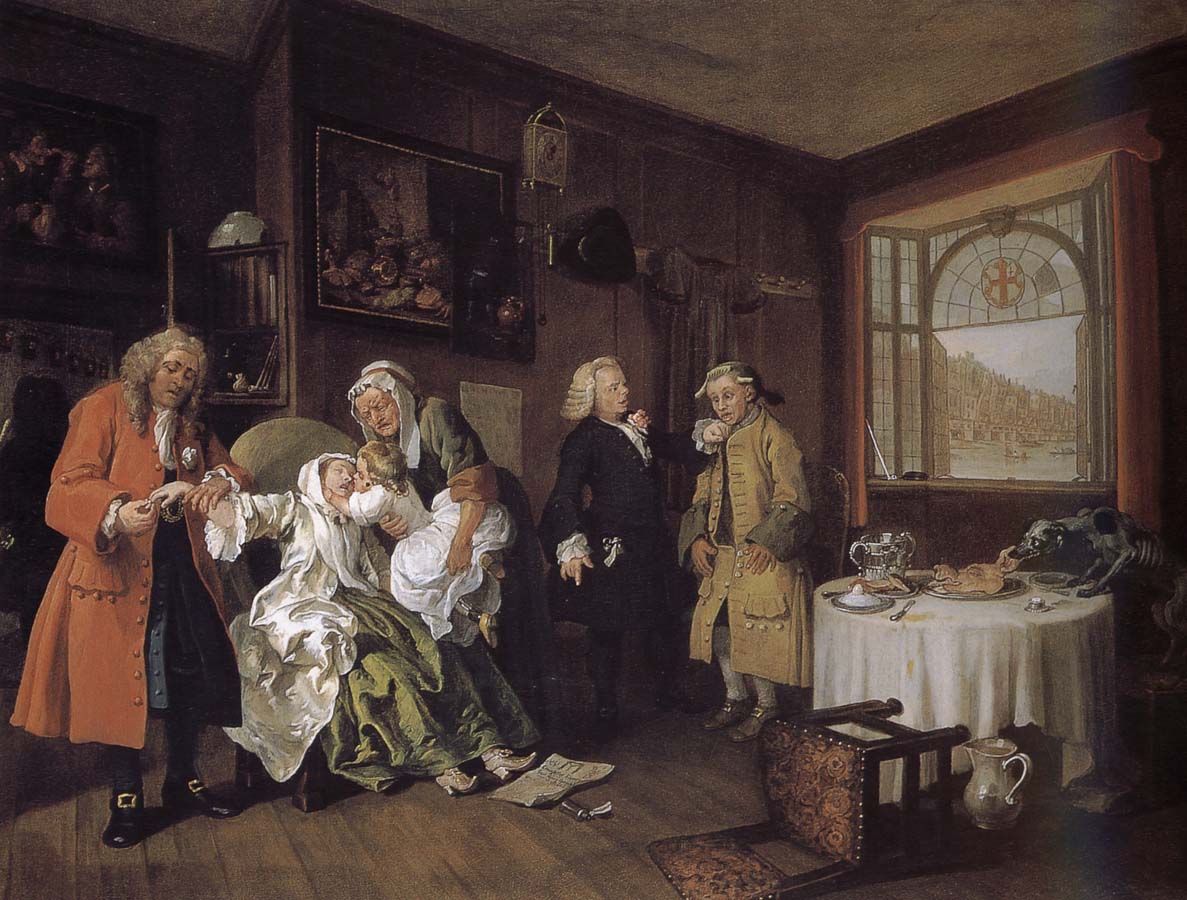 William Hogarth Group painting fashionable marriage of the dead countess